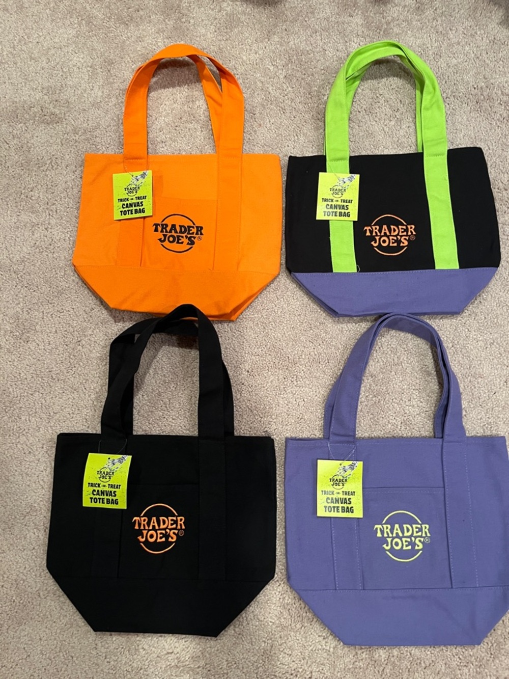 👻🎃 Halloween Limited Edition 4 Trader Joe's Canvas Mini Tote Bags